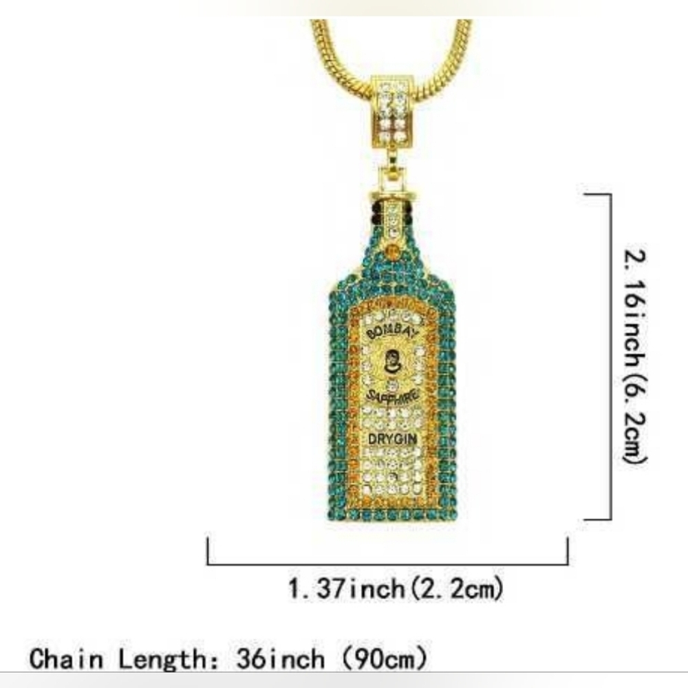 Bombay Gold and Teal Bottle Pendant - Picture 4 of 5